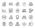 Vector set of Diagram chart, Megaphone and Working hours line icons set. Vector