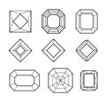 Vector set of diamond design elements. Stone shapes against