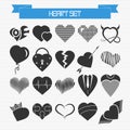 Vector set of different abstract hearts