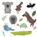 Vector set of different animals of Australia.