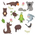 Vector set of different animals of Australia.