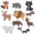 Vector set of different animals of North America. Royalty Free Stock Photo