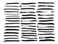 Vector set of different brush strokes. Black paintbrush lines