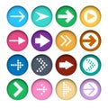 Vector set of different color Arrows icons in cut paper buttons Royalty Free Stock Photo