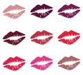 Vector Set Of Different Color Lipstick Kisses