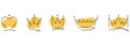 Vector set of different crowns and tiaras. Hand drawn, doodle elements isolated on white background. Vector illustration Royalty Free Stock Photo