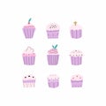 Vector set of different cupcakes