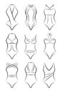 Vector set of different fashionable women swimsuits