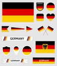 Vector set of 16 different german flag related illustrations Royalty Free Stock Photo