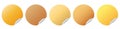 Set of different gold colored round sticker banners on white background Royalty Free Stock Photo