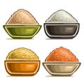 Vector set of different groats in bowls Royalty Free Stock Photo