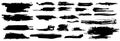 Vector set different grunge brush strokes.Collection of artistic ink black paint hand made creative brush stroke isolated on white
