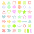 Vector set of different hand drawn colorful geometric figures, pencil drawing Royalty Free Stock Photo