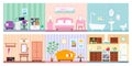 Vector set of different house rooms interior Royalty Free Stock Photo