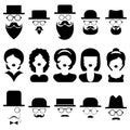 Vector set of different male and female icons in trendy flat style. Royalty Free Stock Photo