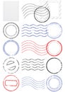 Vector set of different postmark and stamps. Royalty Free Stock Photo