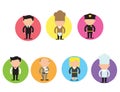 vector set of different profession characters in flat design. Men and women of different careers and jobs