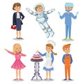 Vector Set of different professions. Kids profession Royalty Free Stock Photo