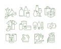 Vector set of different recycling garbage waste types sorting processing icons. Zero waste lifestyle. Eco friendly