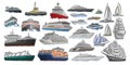 Vector set of different Ships and Boats