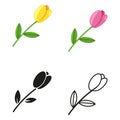 Vector Set of Tulip Flower Icons Royalty Free Stock Photo