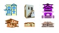 set of different types of Indian houses. Royalty Free Stock Photo