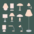 Vector set of different types of indoor lighting Royalty Free Stock Photo