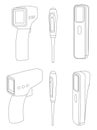 Vector set of digital thermometers