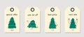 Vector set of discount price tags. Labels with Christmas tree with face emotions