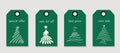 Vector set of discount price tags. Labels with Christmas tree line