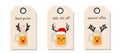 Vector set of discount price tags. Labels with Glasses of beer with Christmas accessories.