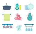 Vector set of dishwashing elements