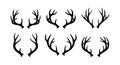 Deer Antlers Silhouettes Collection Vector Set for Creative Design and Decoration Royalty Free Stock Photo