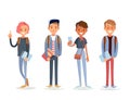 Vector set of diverse college or university students holding and reading books