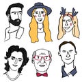 Vector set of diversity group of young boys, men, girls, women, transgender people. Cartoon people avatars in flat style Royalty Free Stock Photo