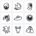 Vector Set of Diving Icons.