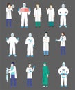 Vector set of doctor and Nurses and medical personnel Royalty Free Stock Photo