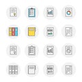 Vector set of documents icons with outline and colored Royalty Free Stock Photo