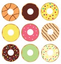 Vector set of donuts. donuts isolated on white.