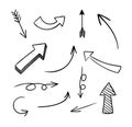 Vector Set of Doodle Arrows on White Background. Royalty Free Stock Photo