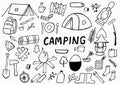 vector set of doodle camping, hand drawn,travel