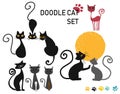 Vector set of doodle hand drawing cats