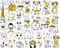 Vector set of doodle hipster animals. Perfect for greeting cards design, t-shirt prints and kid's posters. Royalty Free Stock Photo