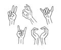 Vector set of doodle sketch different arm signs