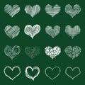 Vector Set of Doodle Sketch Hearts. Abstract Love Icons Royalty Free Stock Photo