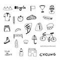 Vector set of doodles cycling Tour de France .