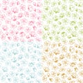 Vector set of doodles seamless spring blossoms patterns. Royalty Free Stock Photo