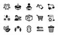 Vector set of Drag drop, Certificate and Get box icons simple set. Vector