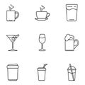 Vector Set of Drink Icons Royalty Free Stock Photo
