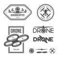 Vector set of drone flying club labels, badges